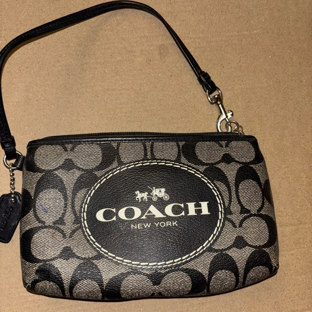 Coach Signature Black and Grey Wristlet